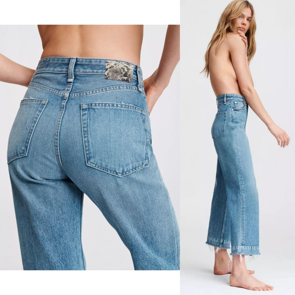 Rag & Bone Ruth Super High Waist Straight Leg Jeans Size 32 $295 Quiet Luxury